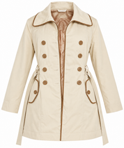 the GEORGE Women’s Beige Trench Coat in UK Size L, featuring double-breasted buttons, waist ties, contrast trim and practical pockets. Stylish everyday outerwear.