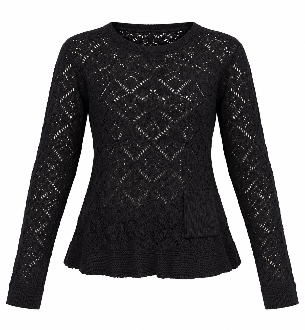  George women’s black openwork knit jumper in UK Size 10. Stylish long-sleeve design with textured knit and front pocket. Premium UK fashion.