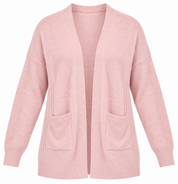  George Women’s Blush Pink Open Front Knit Cardigan in UK Size XL. Soft, relaxed design with long sleeves and front pockets for everyday layering.