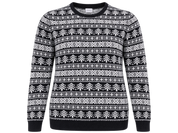  George Women’s Fair Isle Knit Jumper in UK Size 2XL. Cosy black and white Nordic-style sweater, ideal for casual autumn and winter wear.