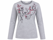  George women’s grey butterfly print long sleeve top in UK Size XS. Stylish, comfortable and versatile everyday wear with beautiful pink detailing.

