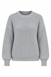  George women’s grey ribbed knit jumper in UK size L. Soft, cosy and stylish long-sleeve crew neck sweater—perfect for everyday winter outfits.