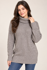 George Women Grey Ribbed Turtleneck Jumper