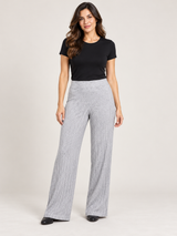 George Women Grey Ribbed Wide Leg Trousers –
