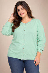 GEORGE Women Mint Green Button-Up Knitted Cardigan