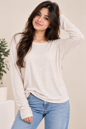  George women’s cream ribbed long sleeve top in UK Size S. Comfortable, versatile UK branded fashion in 4-star condition for everyday wear.
