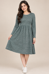 George Women’s Green Grey Long Sleeve Knit Dress