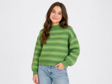 George Women’s Green Striped Knit Mock Neck Jumper