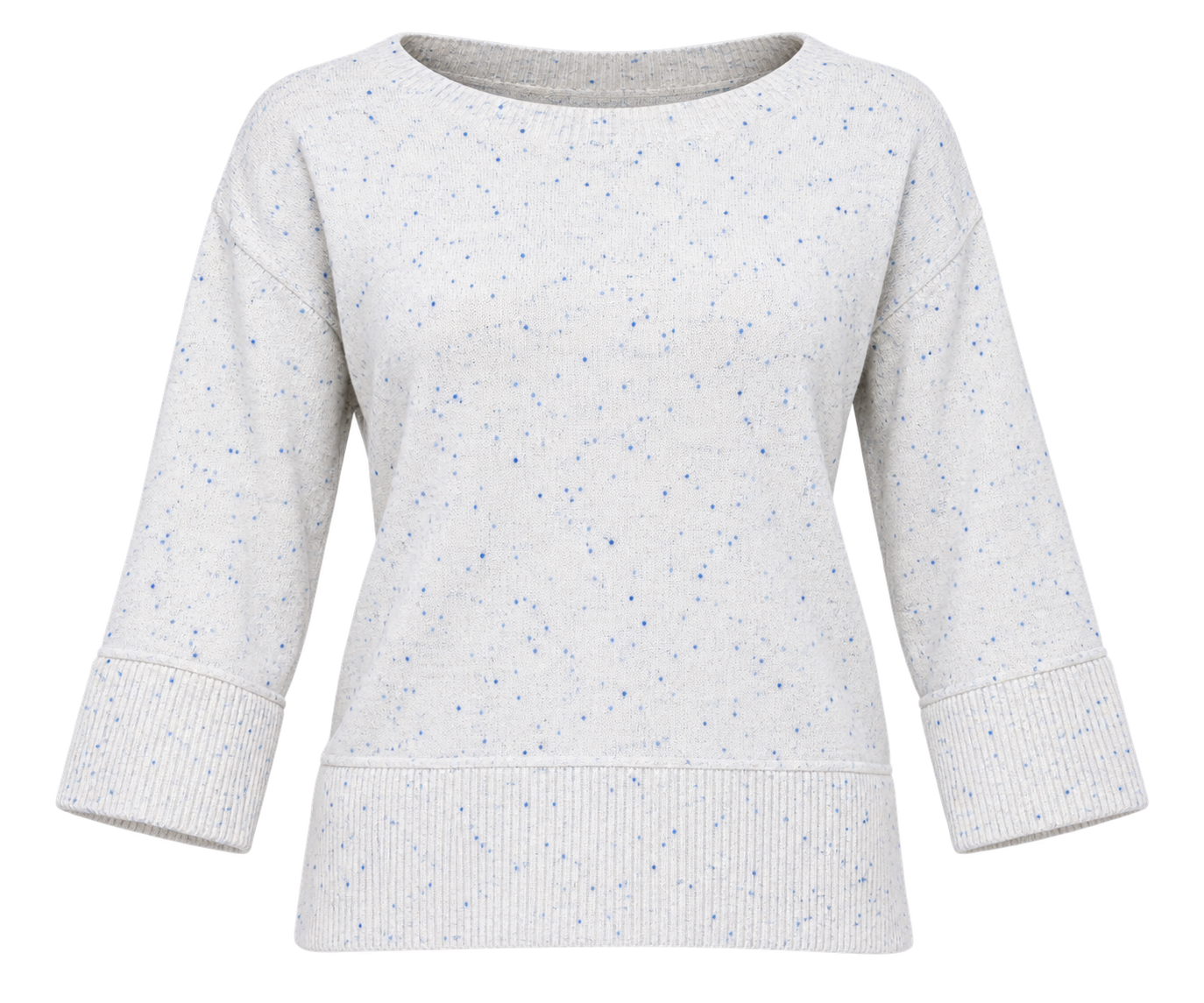   George women’s speckled knit jumper in UK Size L, featuring a cream finish with blue flecks, long sleeves and comfortable ribbed detailing.