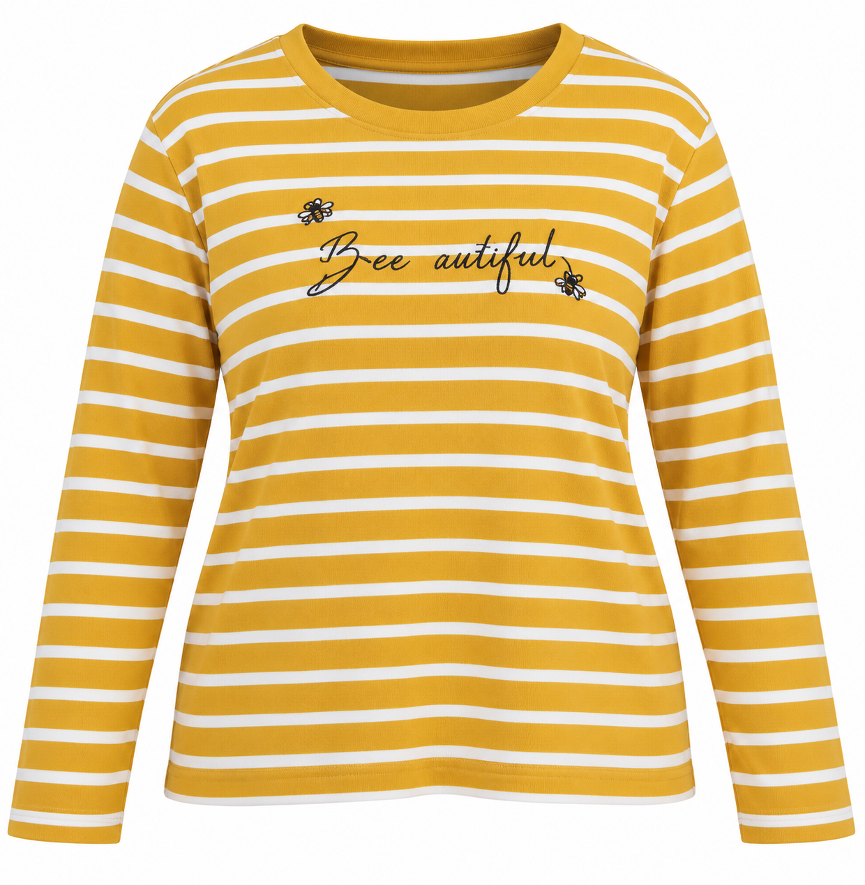 George Women's Mustard Yellow & White Striped Bee Beautiful Long Sleeve Top in UK Size 4XL. Stylish, comfortable plus-size casual everyday wear.