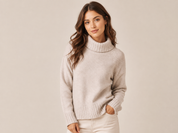  George Women’s off-white oatmeal ribbed turtleneck jumper in UK size 20. Soft knit, long sleeves and classic design, perfect for cosy everyday winter styling.