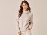 George Womens Oatmeal Ribbed Turtleneck Jumper