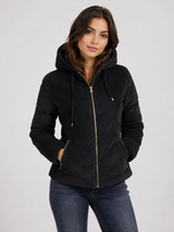 GIOVANA Women’s Black Hooded Corduroy Jacket