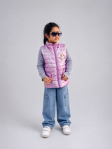 Girls Metallic Pink Quilted Puffer Jacket