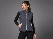  Grenouille Women's Hexagon Quilted Gilet Vest featuring lightweight padded insulation, secure zip pockets, and a stylish sleeveless design. Perfect for everyday layering.