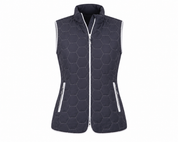  Grenouille Women's Hexagon Quilted Gilet Vest featuring lightweight padded insulation, secure zip pockets, and a stylish sleeveless design. Perfect for everyday layering.