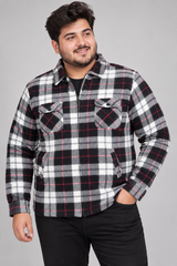GUOZHITING Men Plaid Zip-Up Flannel Jacket