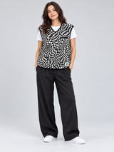 H&M Black & White Checkerboard Fleece Vest