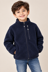 H&M Boy Navy Fleece Zip-Up Jacket