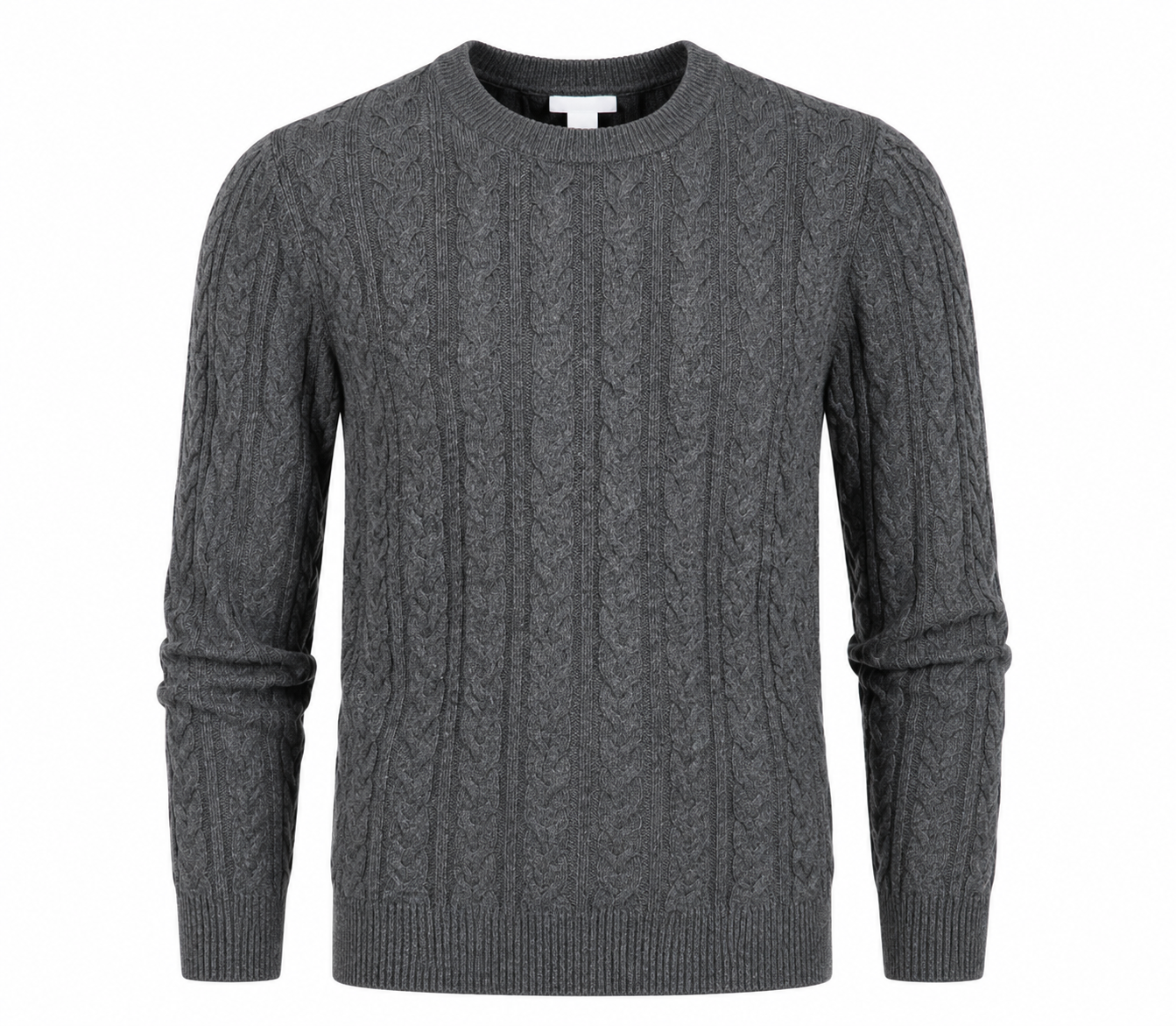  H&M boys' grey cable knit sweater in UK Size S. Classic crew neck design with long sleeves and textured knit, ideal for casual everyday wear.
