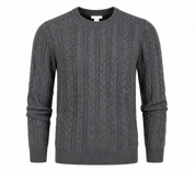  H&M boys' grey cable knit sweater in UK Size S. Classic crew neck design with long sleeves and textured knit, ideal for casual everyday wear.