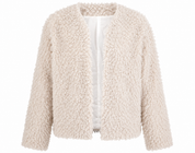  H&M Cream Teddy Fleece Jacket in UK Size S, featuring a soft curly teddy texture, relaxed fit and versatile open-front design for cosy everyday styling.