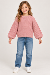H&M Girl Dusty Pink Chunky Knit Sweater
