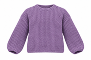   H&M girls’ purple chunky knit sweater, UK size 6–8 years. A relaxed crew-neck jumper with long sleeves for everyday layering.