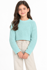 H&M Girls’ Mint Green Cropped Knitted Jumper