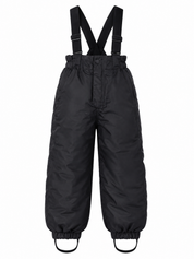 H&M Kids Black Padded Snow Pants for UK size 3–4 years, featuring adjustable braces, elasticated cuffs and warm winter protection.