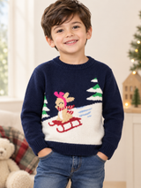 H&M Kids Navy Christmas Reindeer Knit Sweater