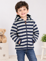 H&M Kids Navy & Grey Striped Hooded Zip-Up Jacket