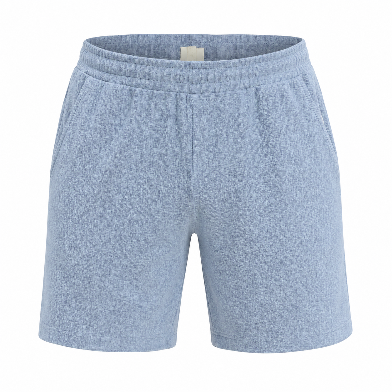  H&M Light Blue Casual Shorts in UK XL. Comfortable textured fabric, elasticated waist and side pockets, perfect for everyday and summer wear.