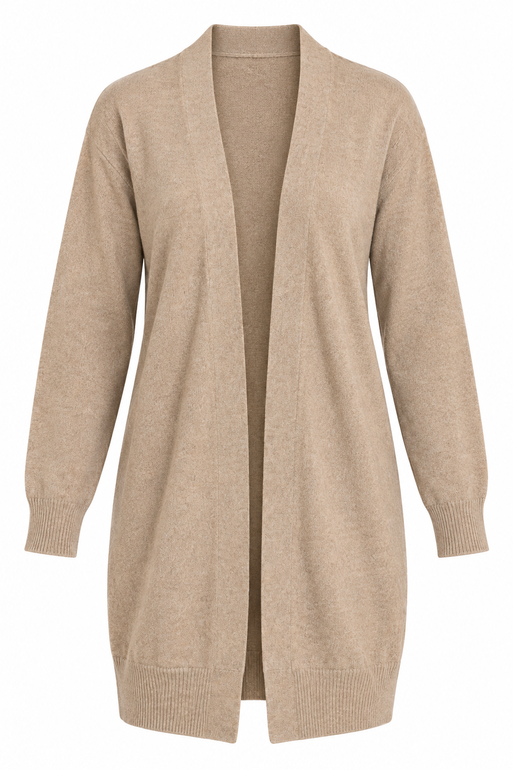  H&M Women’s Beige Longline Open Front Cardigan in UK Size M. Soft knit, relaxed fit and versatile neutral styling for everyday layering.