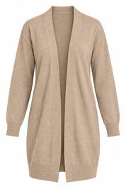  H&M Women’s Beige Longline Open Front Cardigan in UK Size M. Soft knit, relaxed fit and versatile neutral styling for everyday layering.