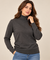  H&M women’s charcoal grey roll neck jumper in UK Size L. A versatile long-sleeve knit sweater ideal for casual, office and winter wear.