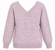   H&M women’s grey & pink marl V-neck knitted jumper in UK Size XL. Features V-neck detailing at the front and back with a soft, relaxed fit.
