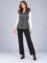 H&M Women Pewter Grey Hooded Quilted Gilet
