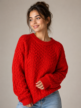 H&M Women’s Red Cable Knit Jumper