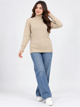 H&M Women's Beige High Neck Knitted Jumper