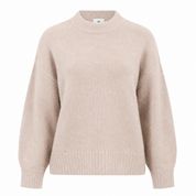 Add timeless elegance to your wardrobe with this H&M Women's Beige Shimmer Knit Mock Neck Sweater. Designed with a soft-touch knit fabric and a subtle shimmer finish, this sweater offers both comfort and sophistication. The mock neck design, relaxed fit, and ribbed cuffs and hem make it perfect for casual outings, office wear, or layering during colder seasons.