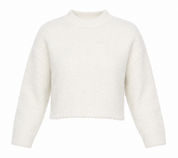  H&M Women's Cream Fuzzy Knit Cropped Sweater featuring a soft fuzzy texture, long sleeves, and a stylish cropped fit. Perfect for casual wear, layering, and winter fashion.