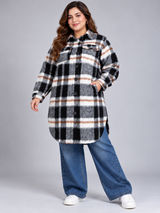 HAILYS Women Long Checkered Shacket Coat