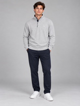 Hampton Men Light Grey Button-Neck Sweatshirt