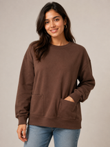 Hangout Womens Chocolate Brown Sweatshirt with Front Pockets