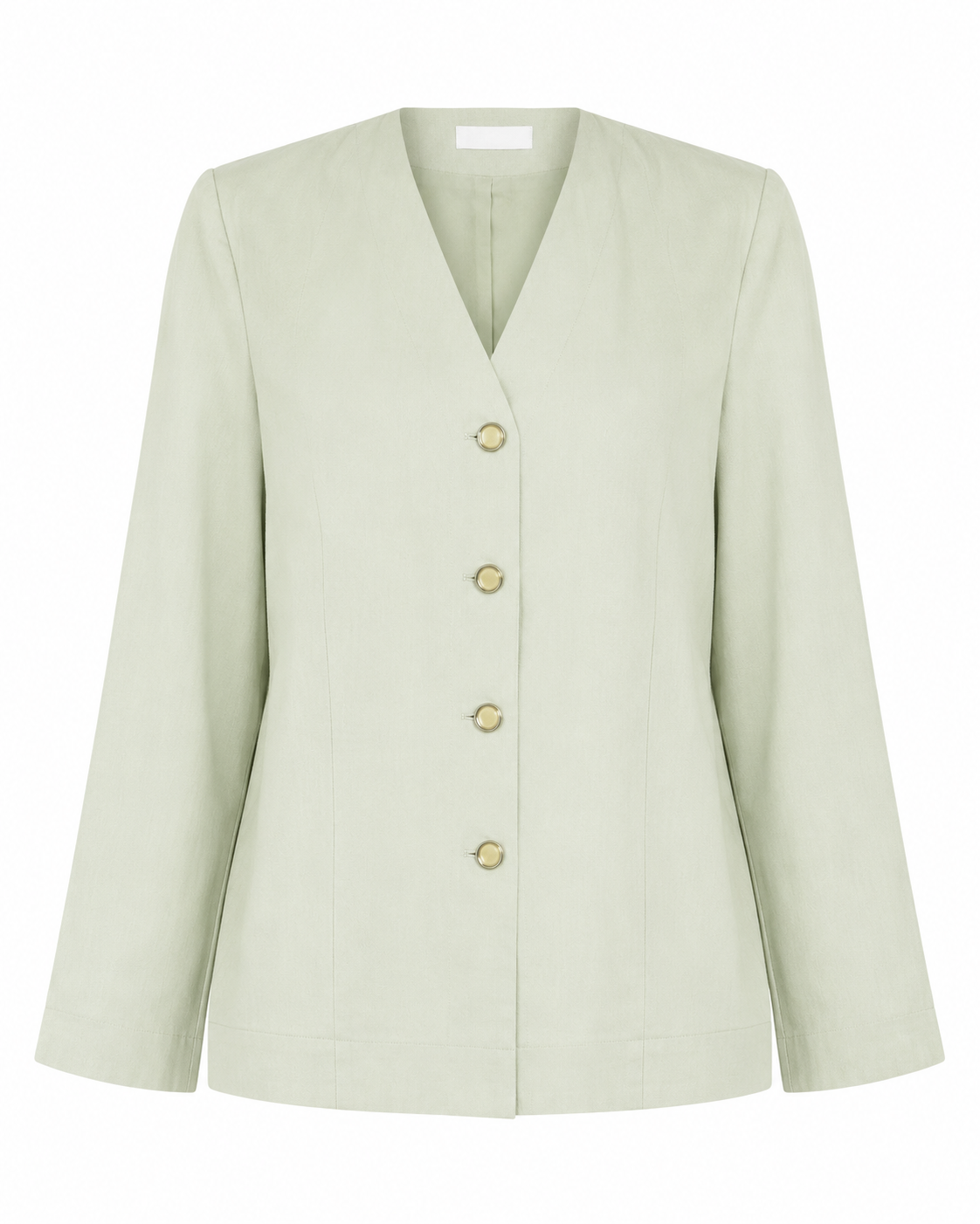 Heirloom Collection women's sage green jacket in UK size M. Elegant V-neck, long sleeves and gold-tone buttons, perfect for formal and smart-casual outfits.
