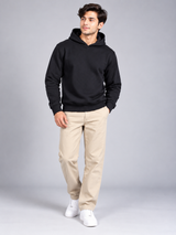 HISCOLUMN Men Plain Black Pullover Hoodie