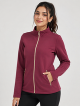 HKM Womens Burgundy Full Zip Jacket