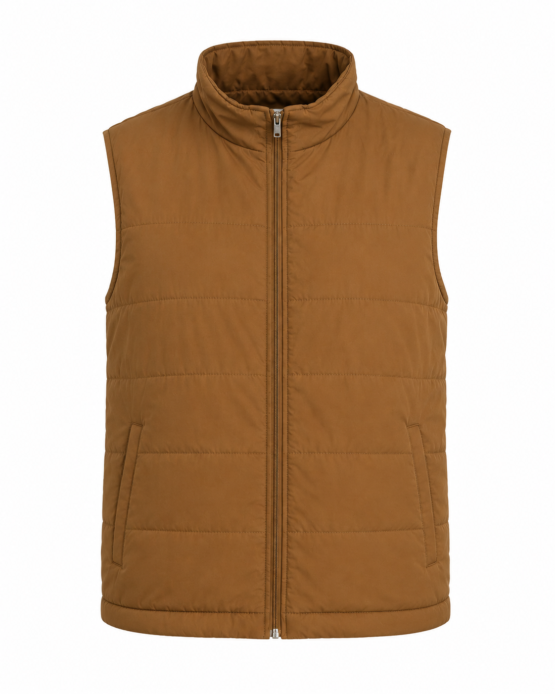  HOLMEWOOD Men's Brown Quilted Jacket featuring lightweight insulation, a full zip closure, stand-up collar, and a comfortable regular fit. Perfect for casual wear, outdoor adventures, travel, and winter layering.