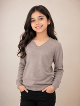 House of Edinburgh Girls V-Neck Knit Sweater